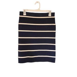 Ivanka Trump Navy Blue and White Striped Knit Pencil Skirt Size Small